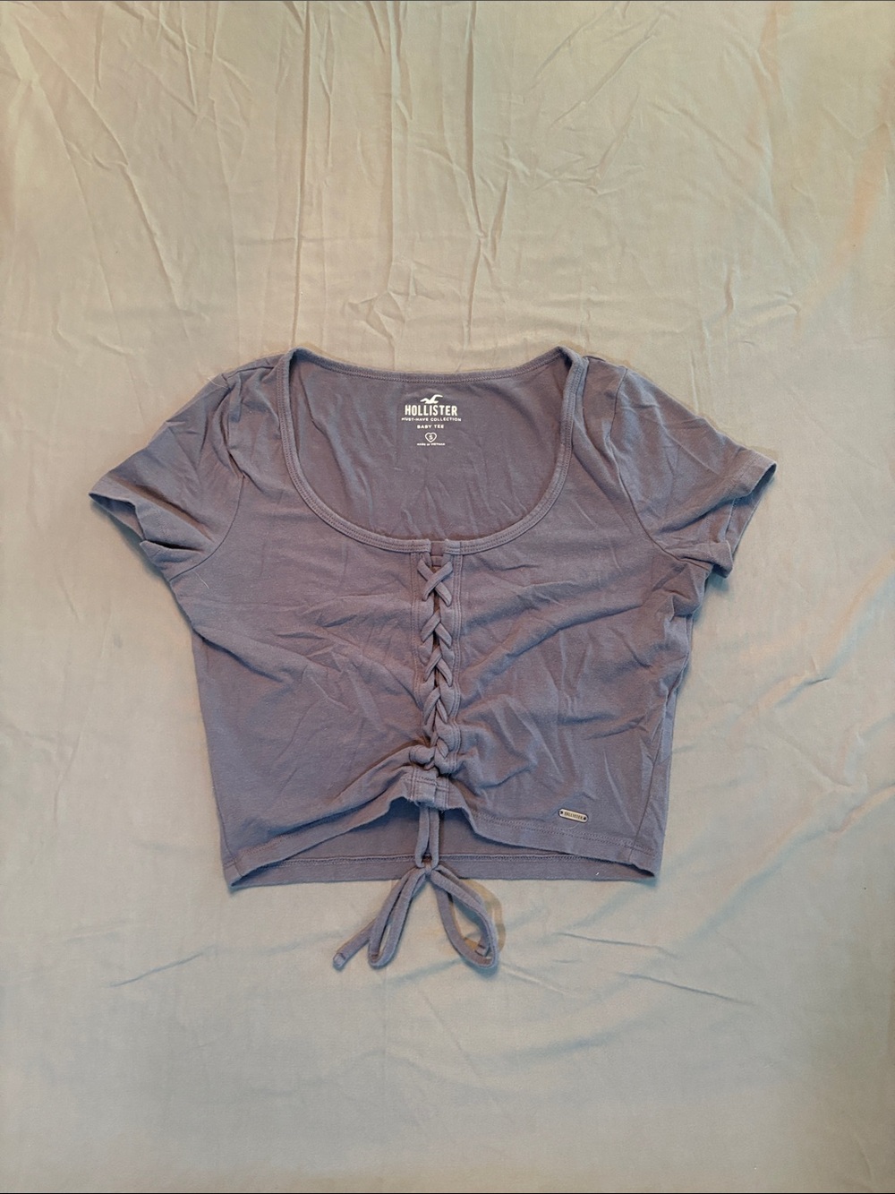 Hollister Purple Lace-Up Cropped Tee